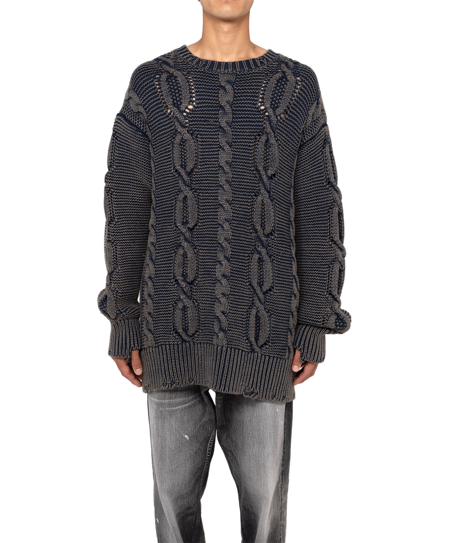 Breached Cable Knit Sweater