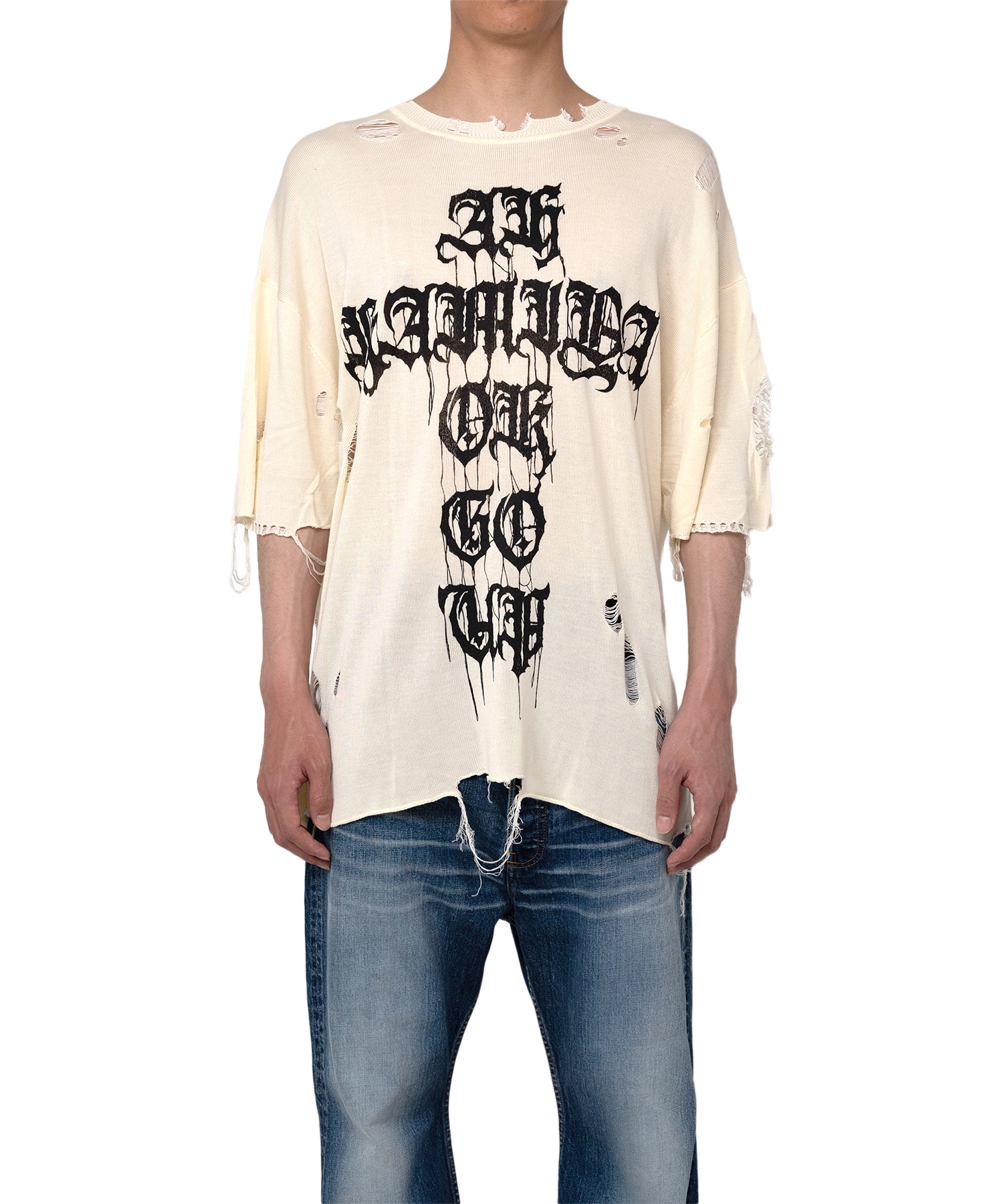 Words Printed Knit T-shirt