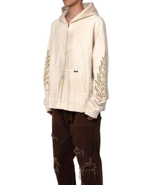 "ROPE" Bleached Zip-up Hooded Sweatshirt