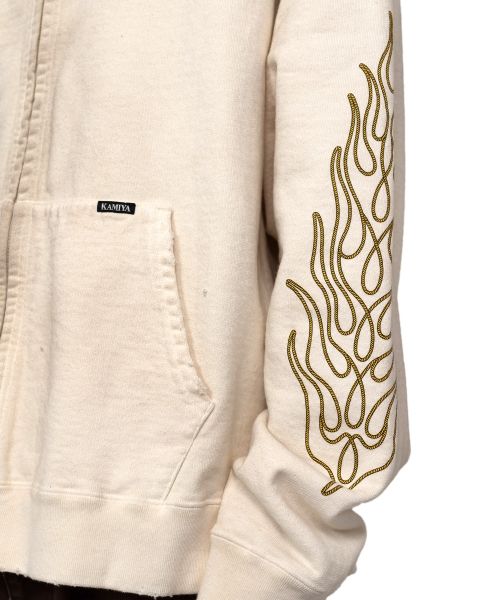 "ROPE" Bleached Zip-up Hooded Sweatshirt