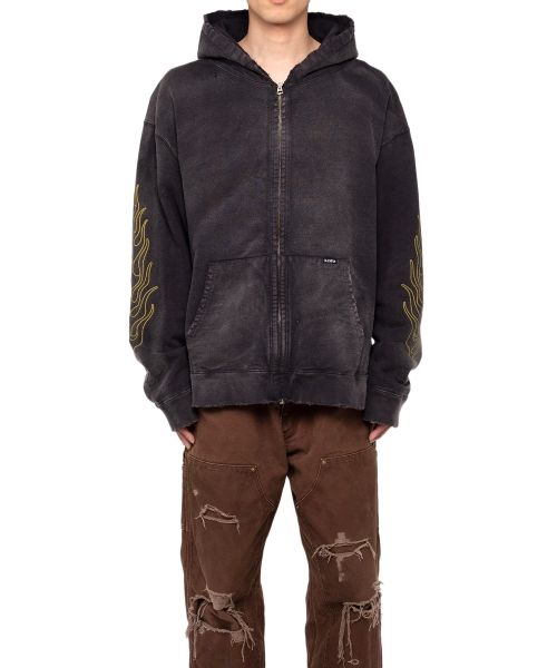 "ROPE" Bleached Zip-up Hooded Sweatshirt