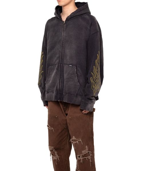 "ROPE" Bleached Zip-up Hooded Sweatshirt