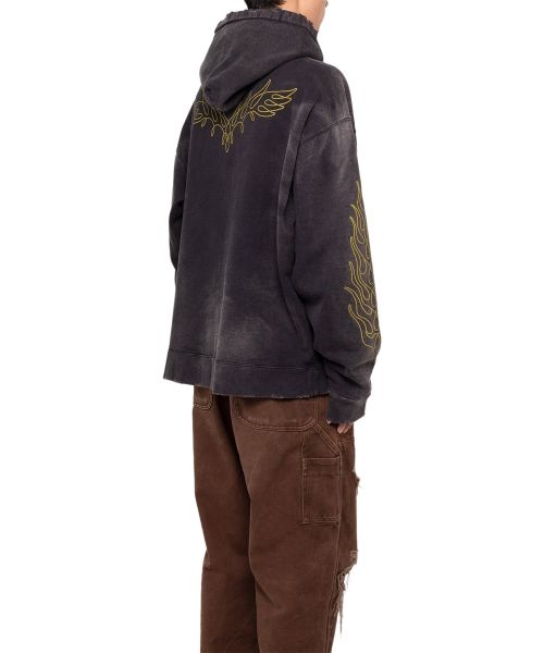 "ROPE" Bleached Zip-up Hooded Sweatshirt