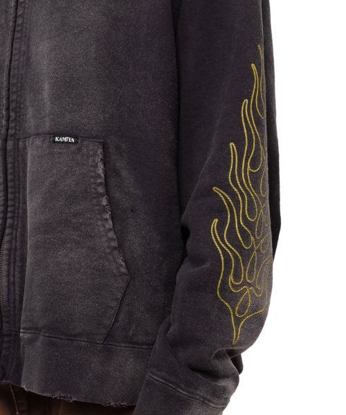 "ROPE" Bleached Zip-up Hooded Sweatshirt
