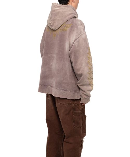 "ROPE" Bleached Zip-up Hooded Sweatshirt