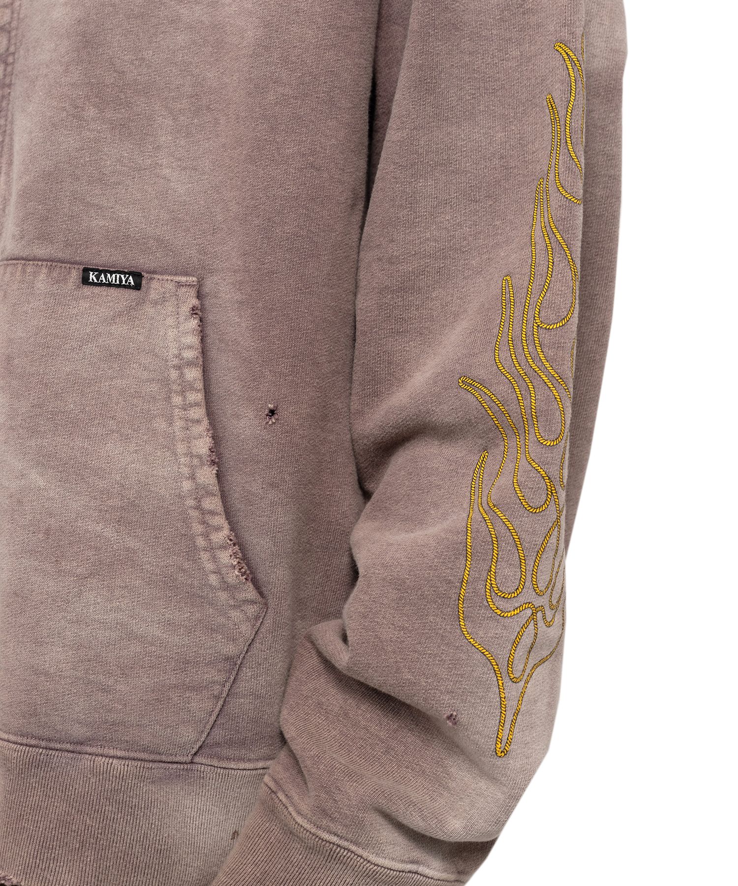 "ROPE" Bleached Zip-up Hooded Sweatshirt