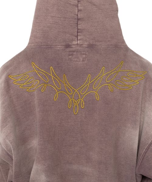 "ROPE" Bleached Zip-up Hooded Sweatshirt