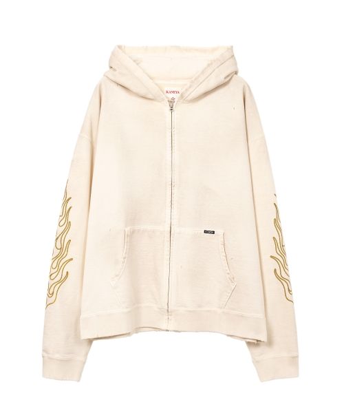 "ROPE" Bleached Zip-up Hooded Sweatshirt