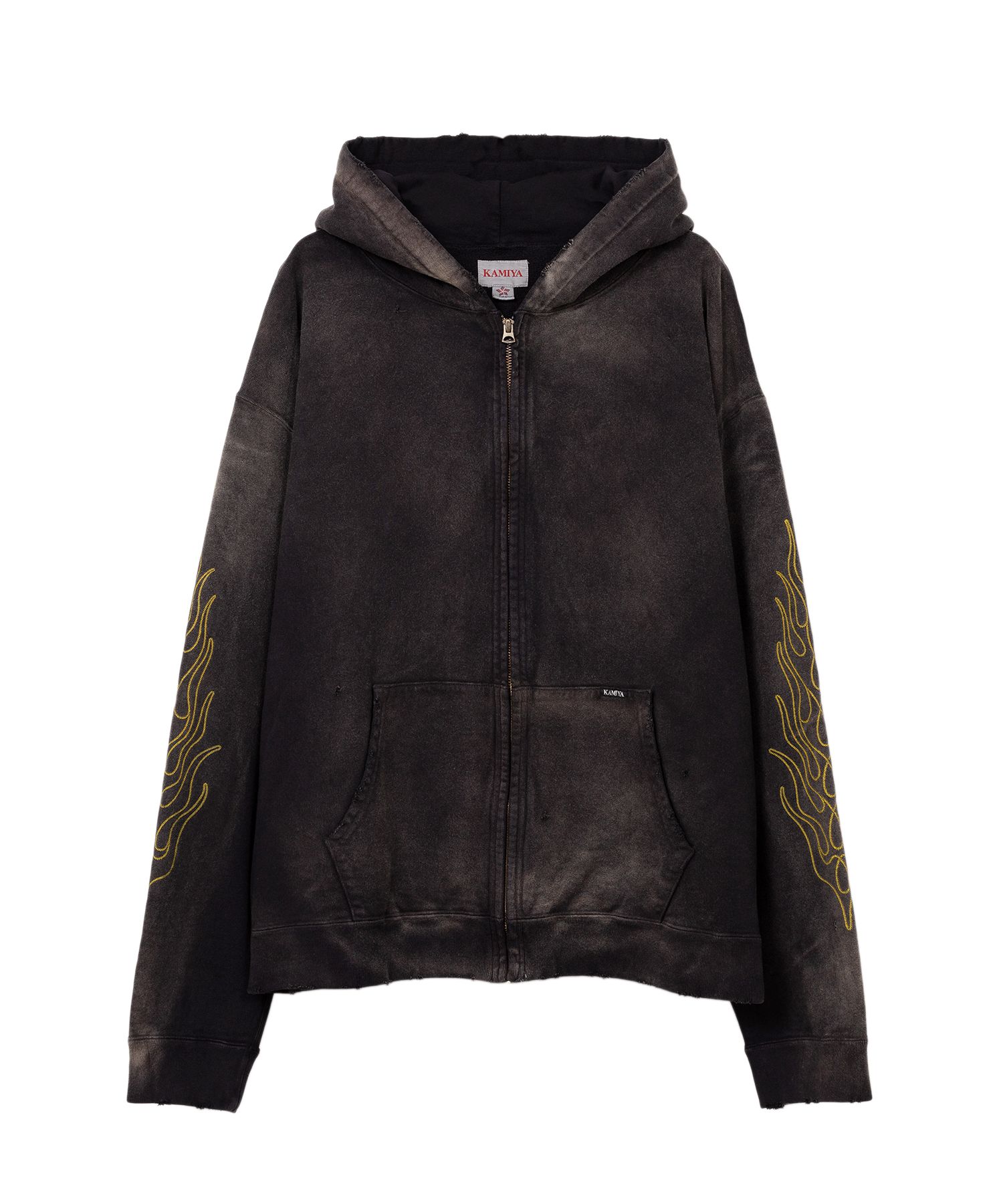 "ROPE" Bleached Zip-up Hooded Sweatshirt