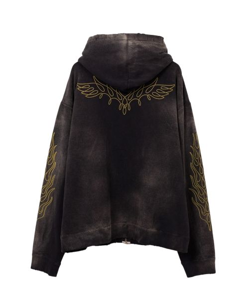 "ROPE" Bleached Zip-up Hooded Sweatshirt