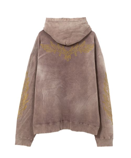 "ROPE" Bleached Zip-up Hooded Sweatshirt