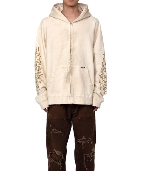 "ROPE" Bleached Zip-up Hooded Sweatshirt