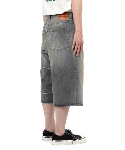 "FULLCOUNT X KAMIYA" Switching Denim Wide Bermuda Pants