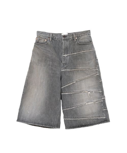 "FULLCOUNT X KAMIYA" Switching Denim Wide Bermuda Pants