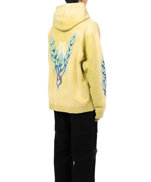 “KMY-FIRE” Distressed Zip-up Hoodie