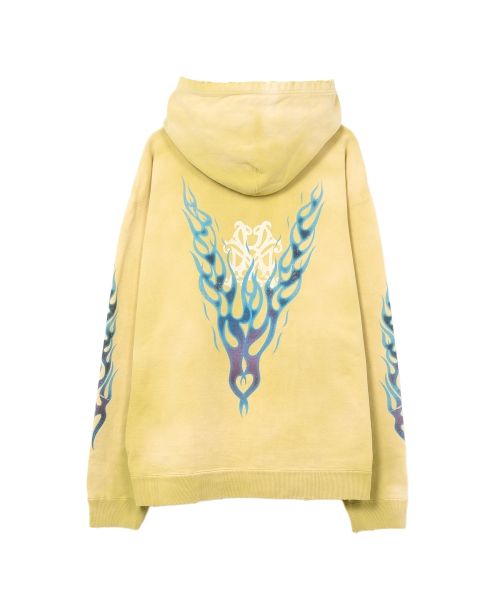 “KMY-FIRE” Distressed Zip-up Hoodie