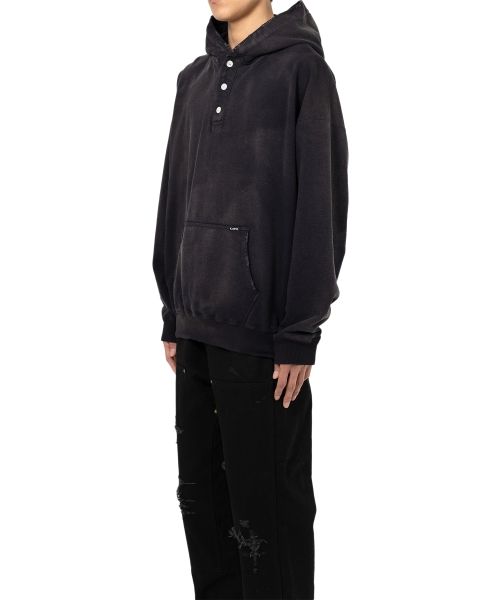 Distressed Henry Neck Hoodie