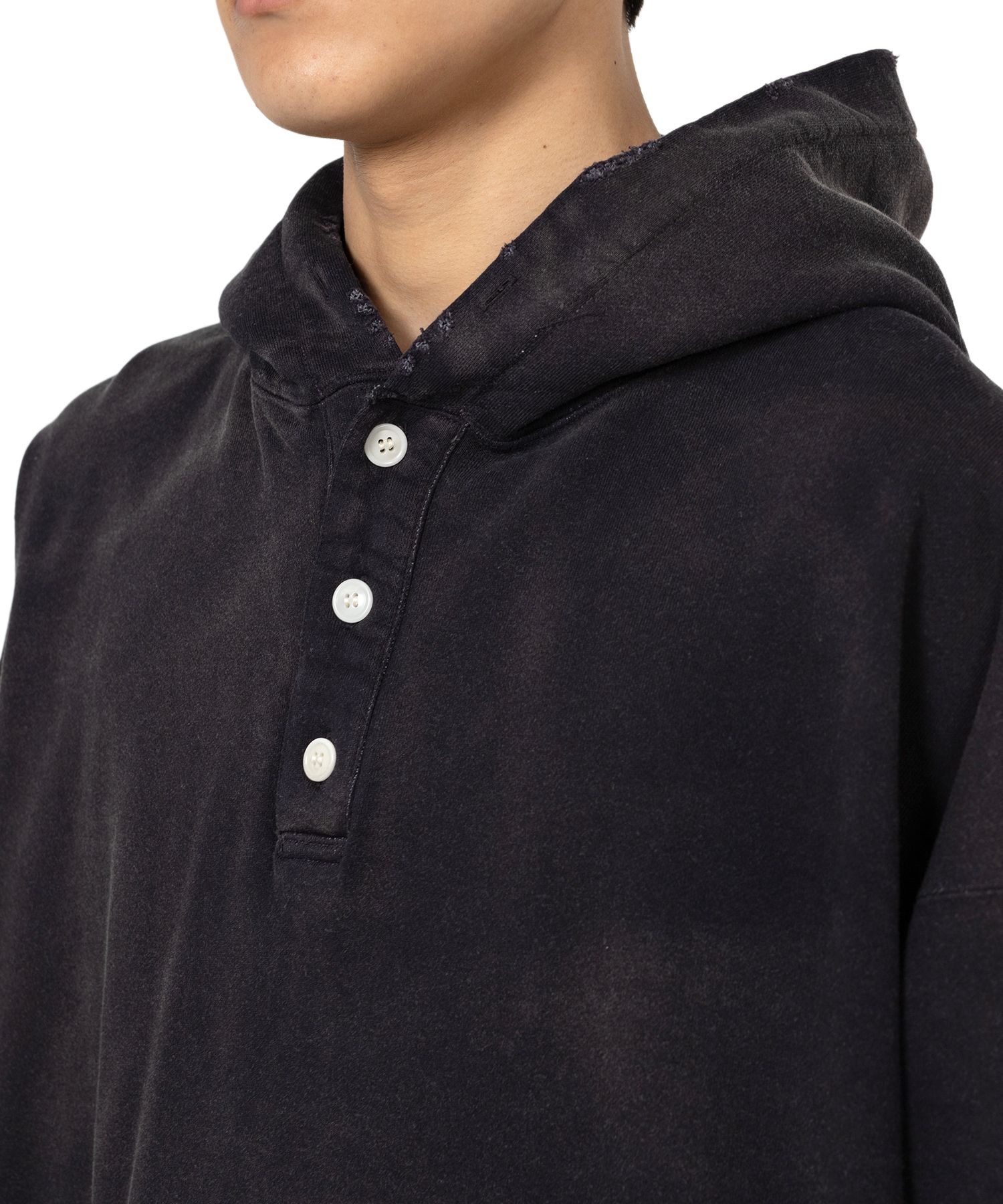Distressed Henry Neck Hoodie
