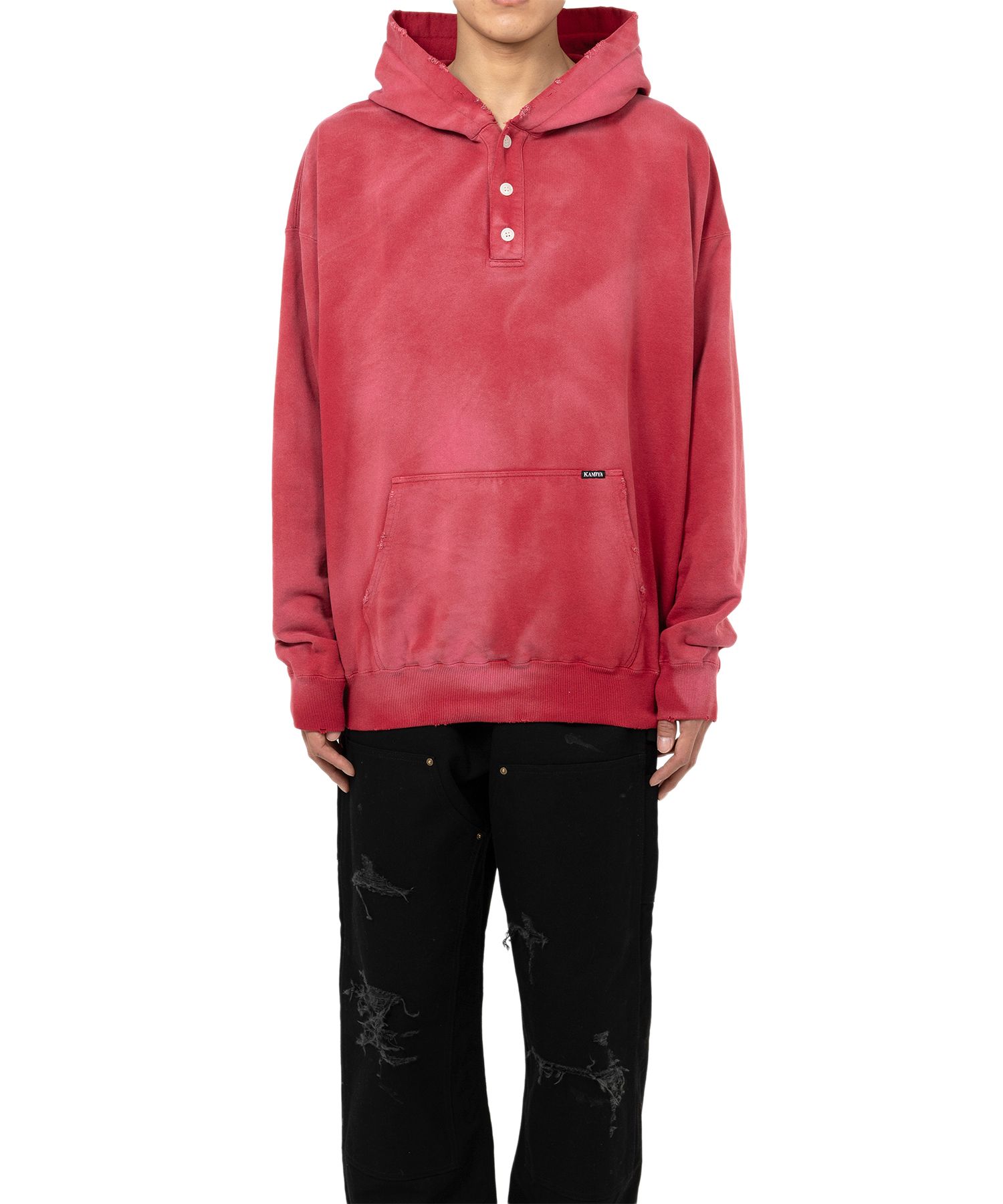 Distressed Henry Neck Hoodie