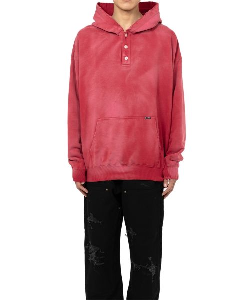 Distressed Henry Neck Hoodie