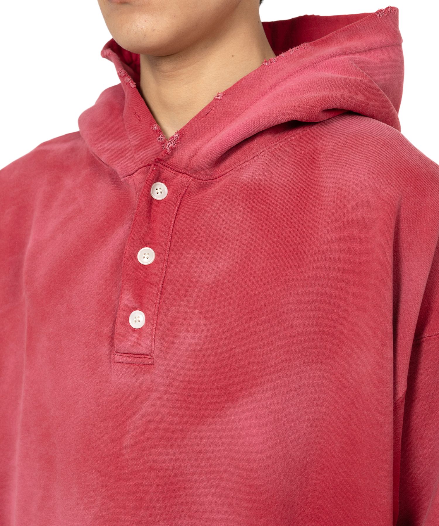 Distressed Henry Neck Hoodie