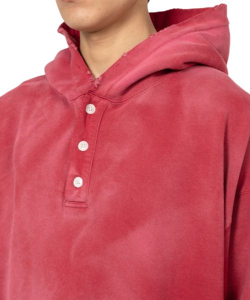 Distressed Henry Neck Hoodie