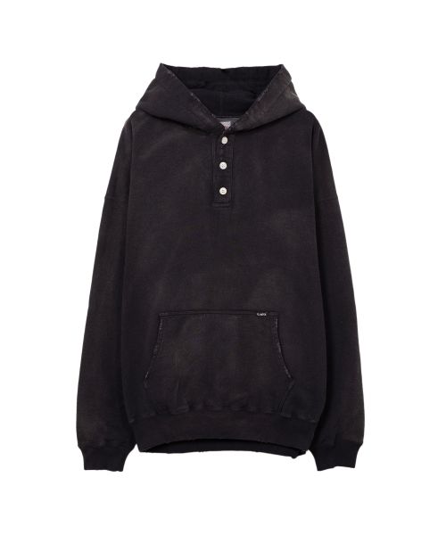 Distressed Henry Neck Hoodie