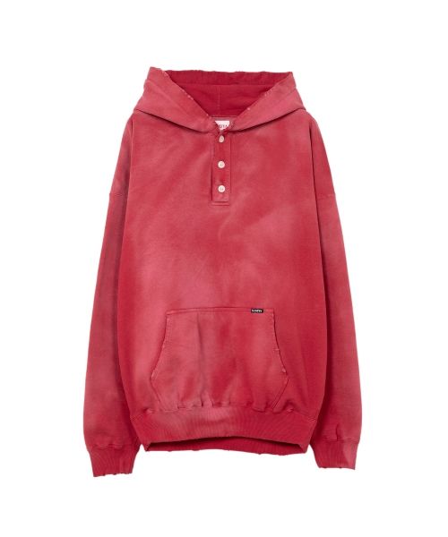 Distressed Henry Neck Hoodie