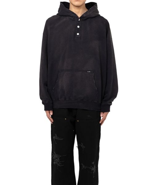 Distressed Henry Neck Hoodie