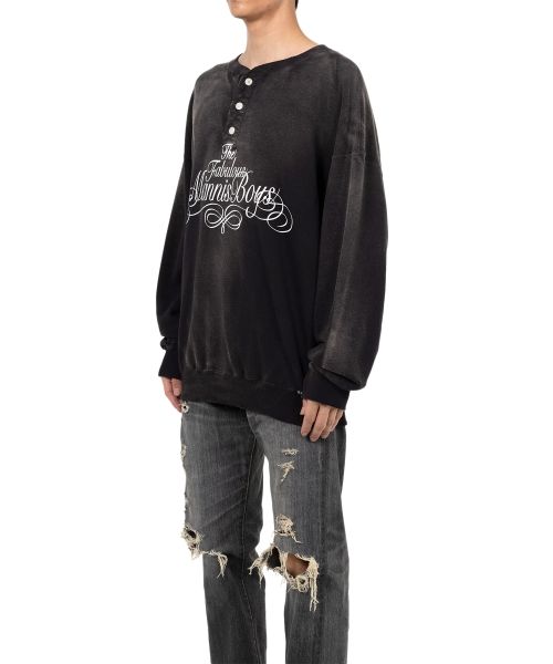 Distressed Henry Neck Sweatshirt