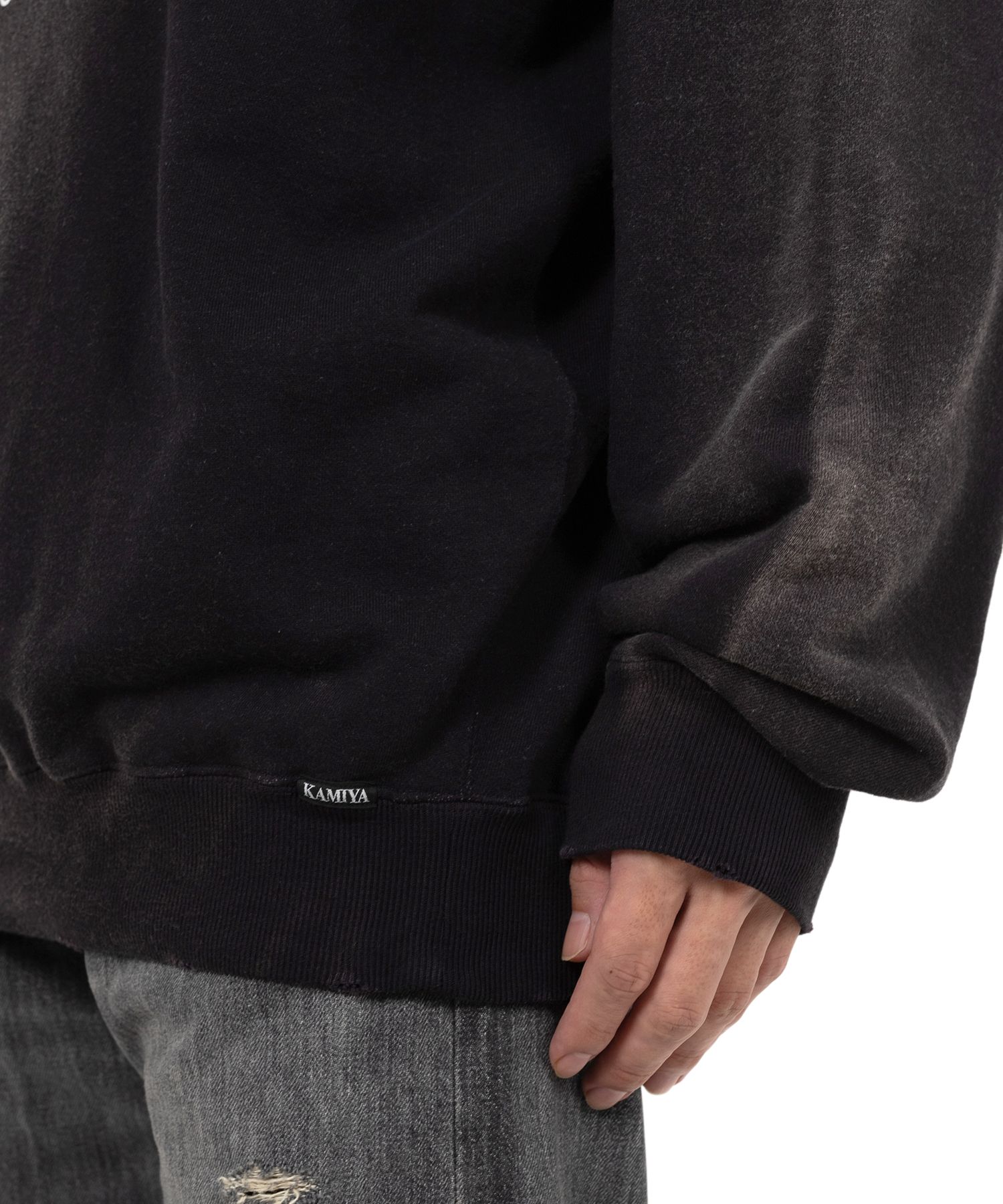 Distressed Henry Neck Sweatshirt