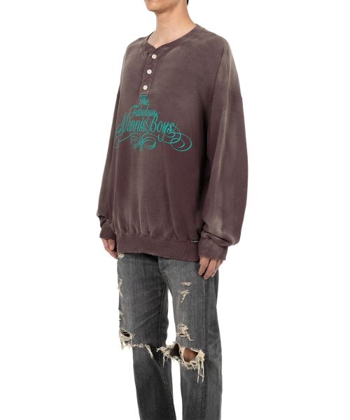 Distressed Henry Neck Sweatshirt