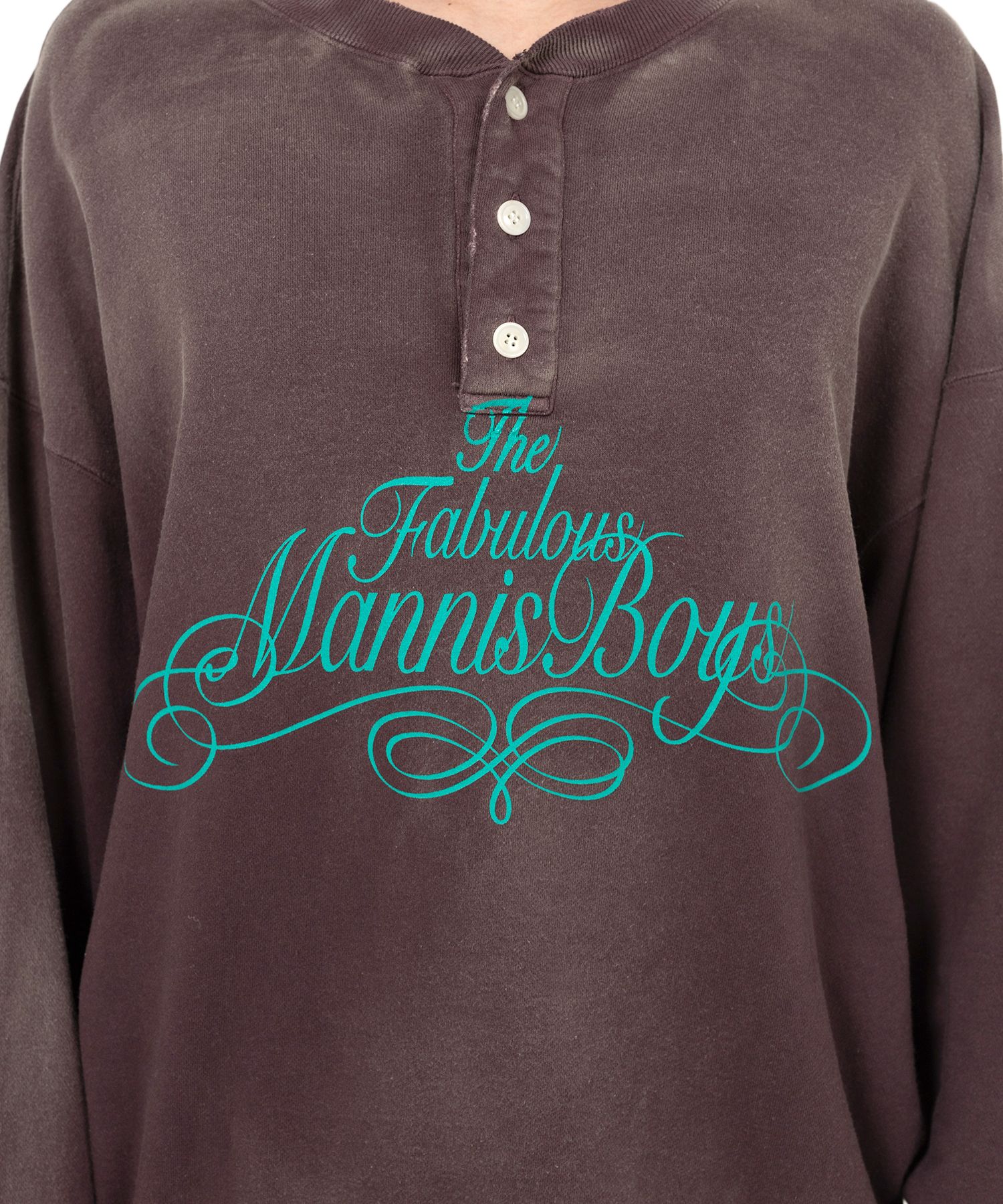 Distressed Henry Neck Sweatshirt