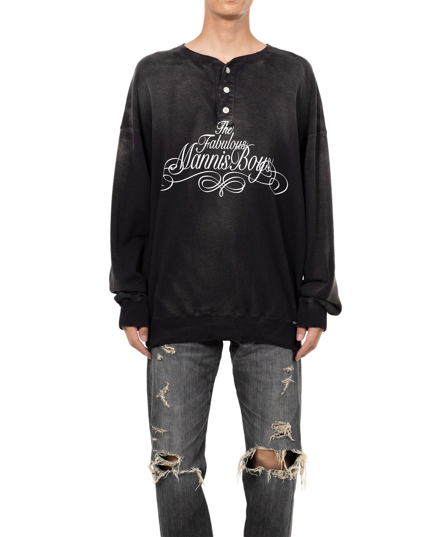 Distressed Henry Neck Sweatshirt