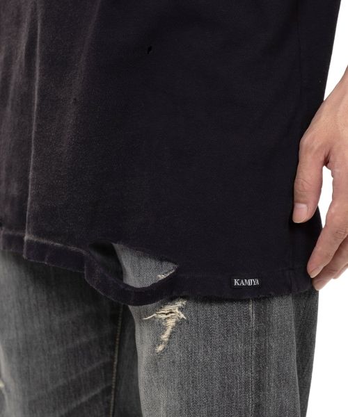 “KMY-SNAKE” Distressed T-shirt