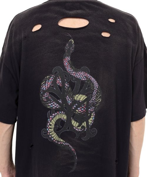“KMY-SNAKE” Distressed T-shirt