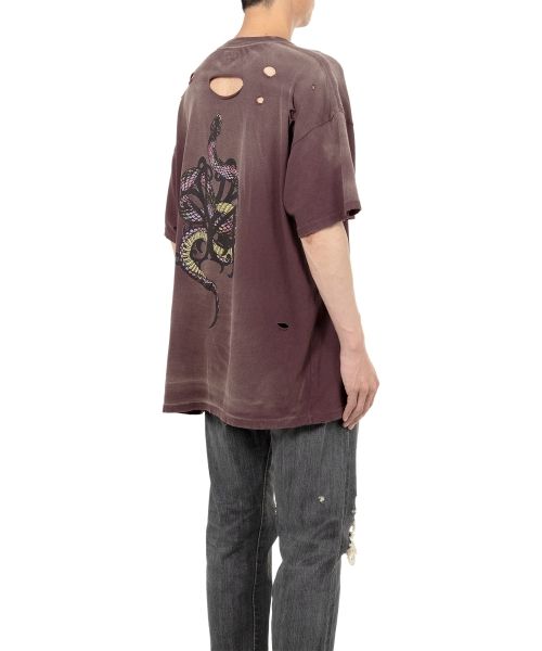 “KMY-SNAKE” Distressed T-shirt