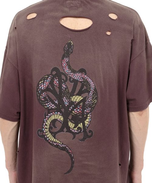 “KMY-SNAKE” Distressed T-shirt