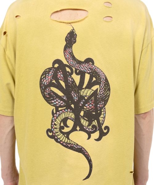 “KMY-SNAKE” Distressed T-shirt
