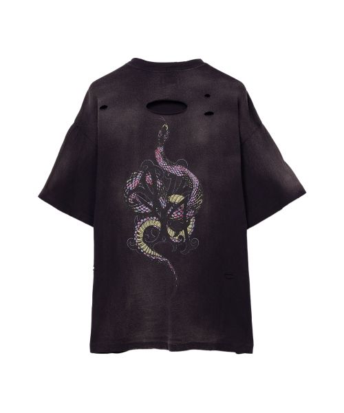 “KMY-SNAKE” Distressed T-shirt
