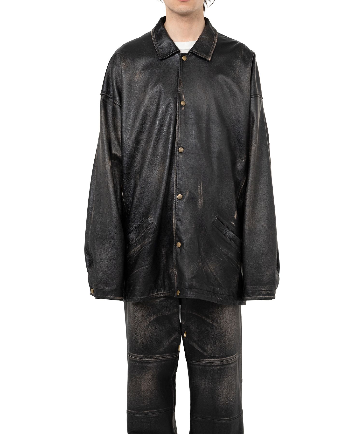 Distressed Leather Coach Jacket