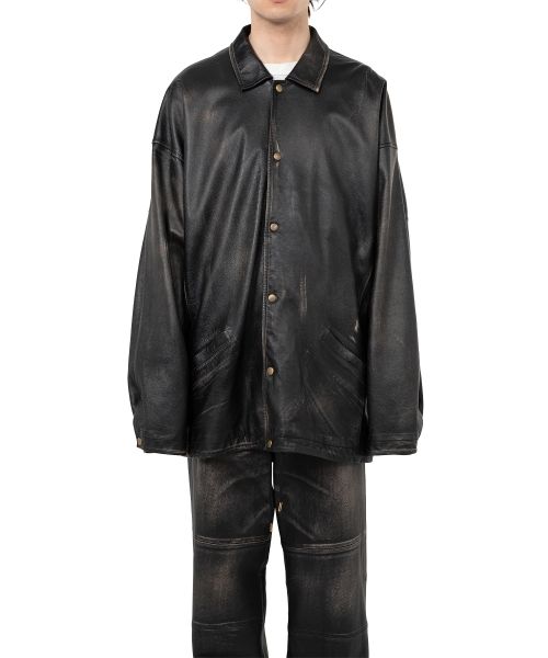 Distressed Leather Coach Jacket