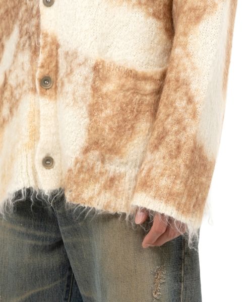 Distressed Mohair Knit Cardigan
