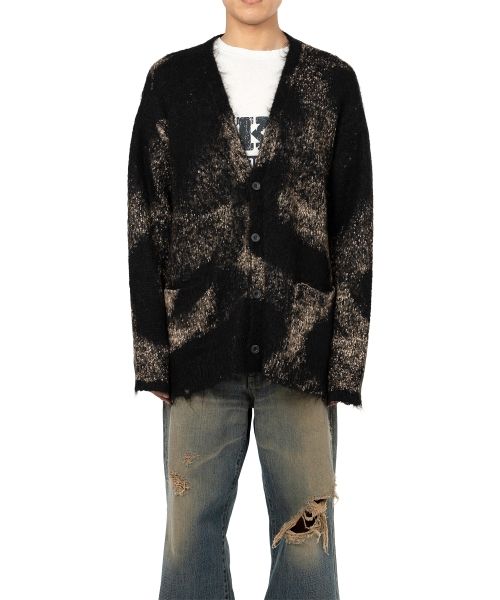 Distressed Mohair Knit Cardigan