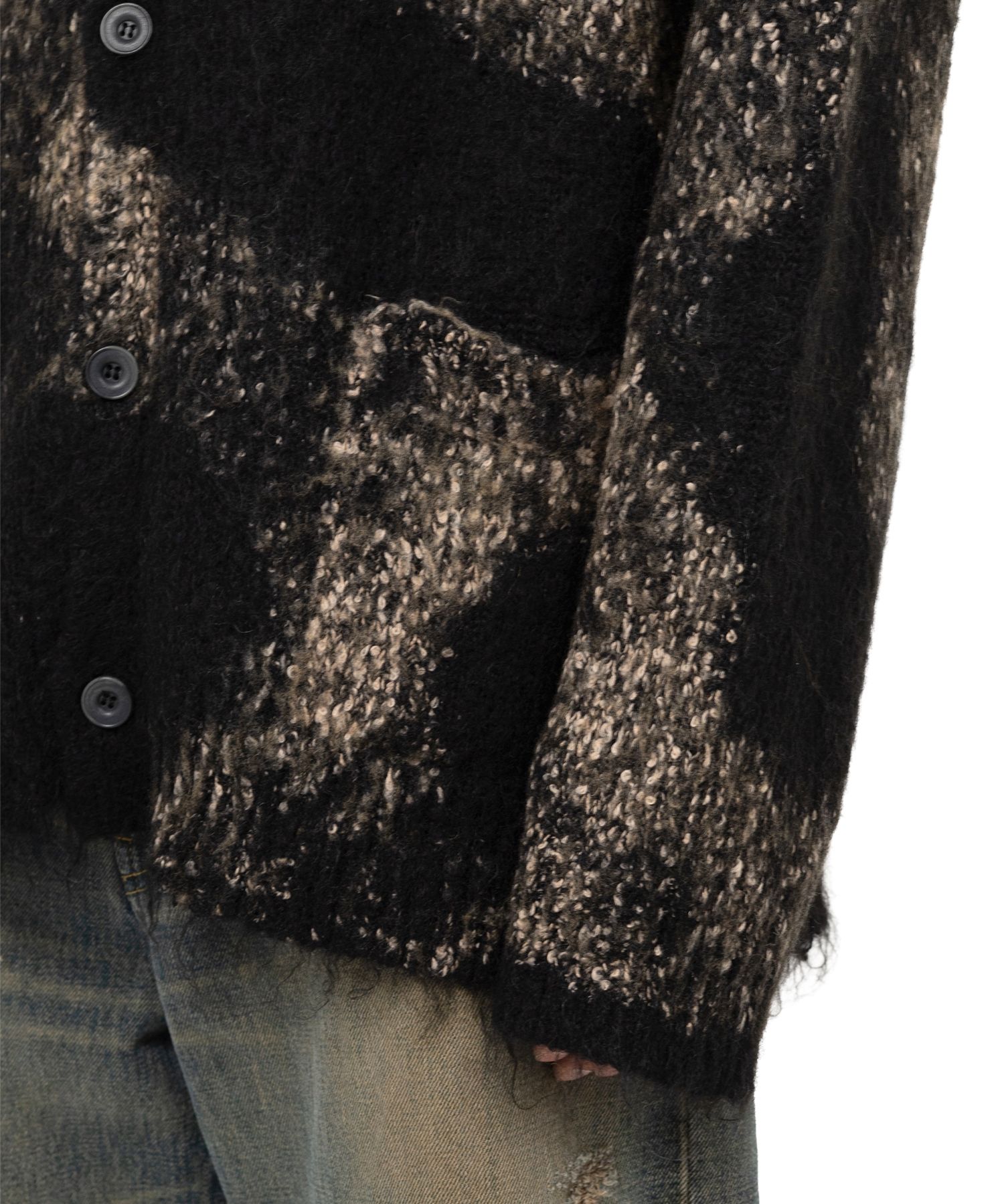 Distressed Mohair Knit Cardigan