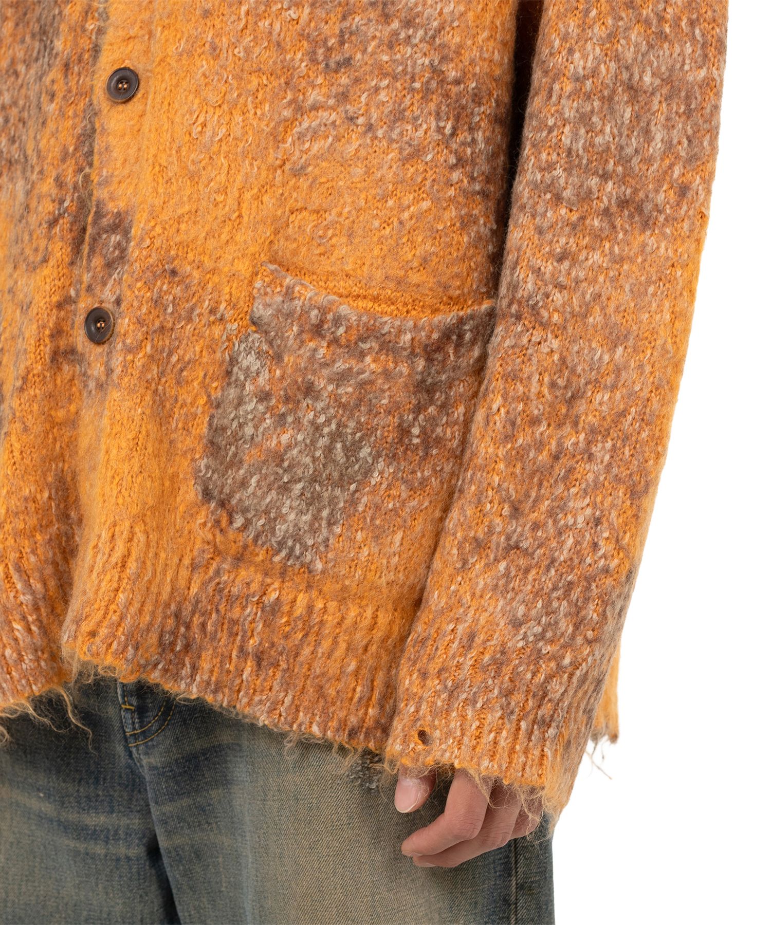 Distressed Mohair Knit Cardigan