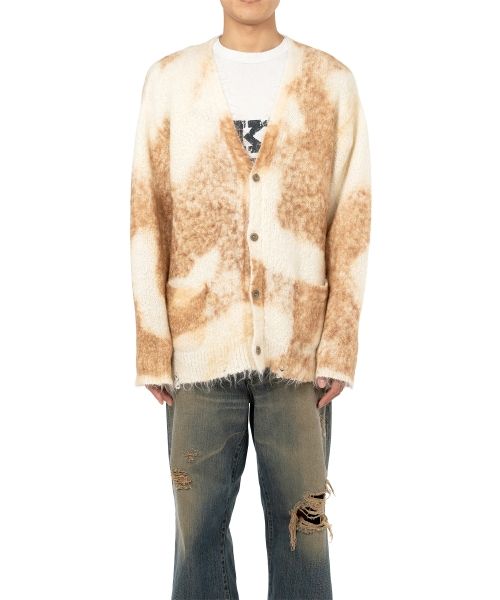 Distressed Mohair Knit Cardigan
