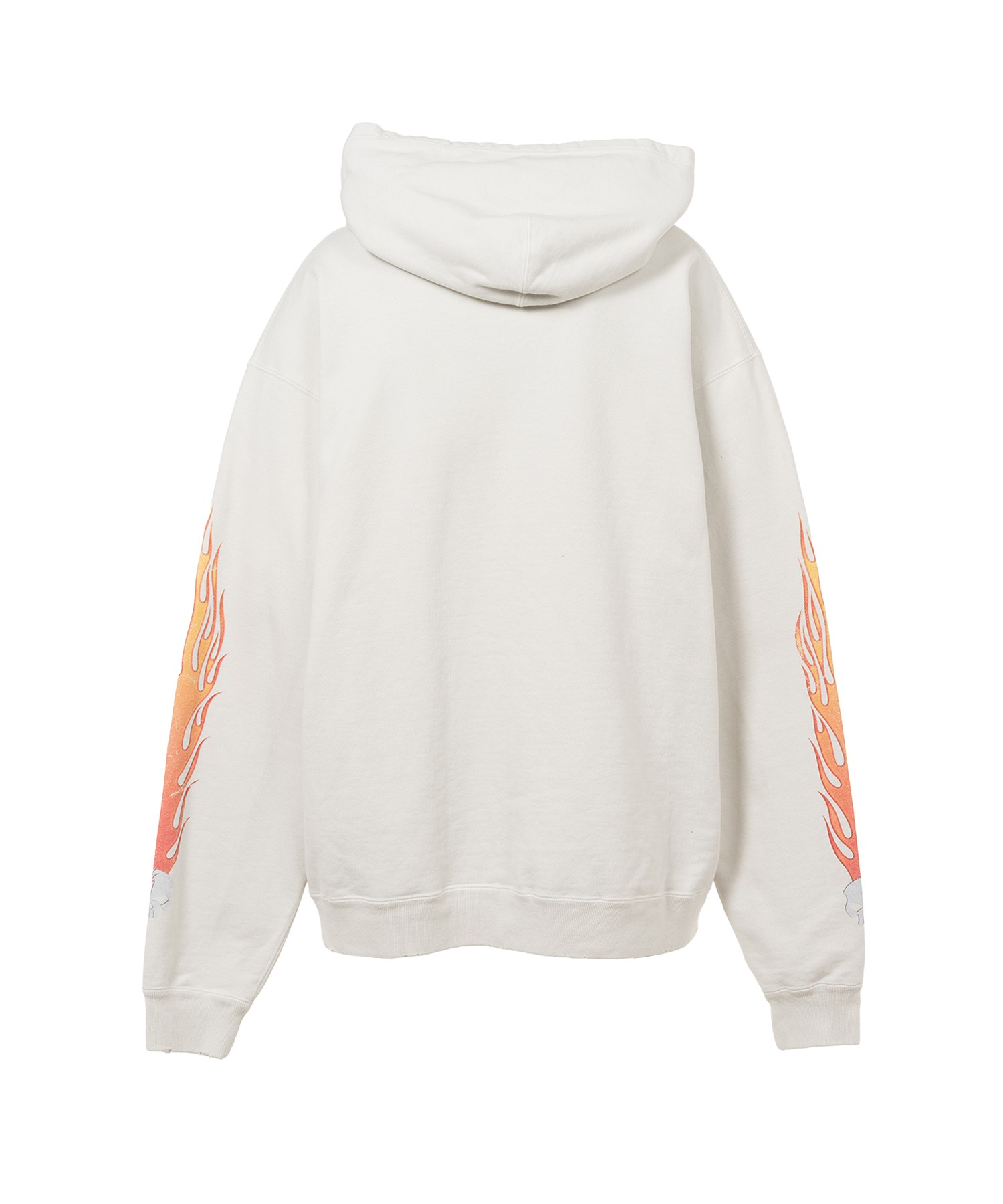 “Skull Flame”Distressed Zip-up Hoodie