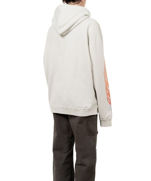 “Skull Flame”Distressed Zip-up Hoodie