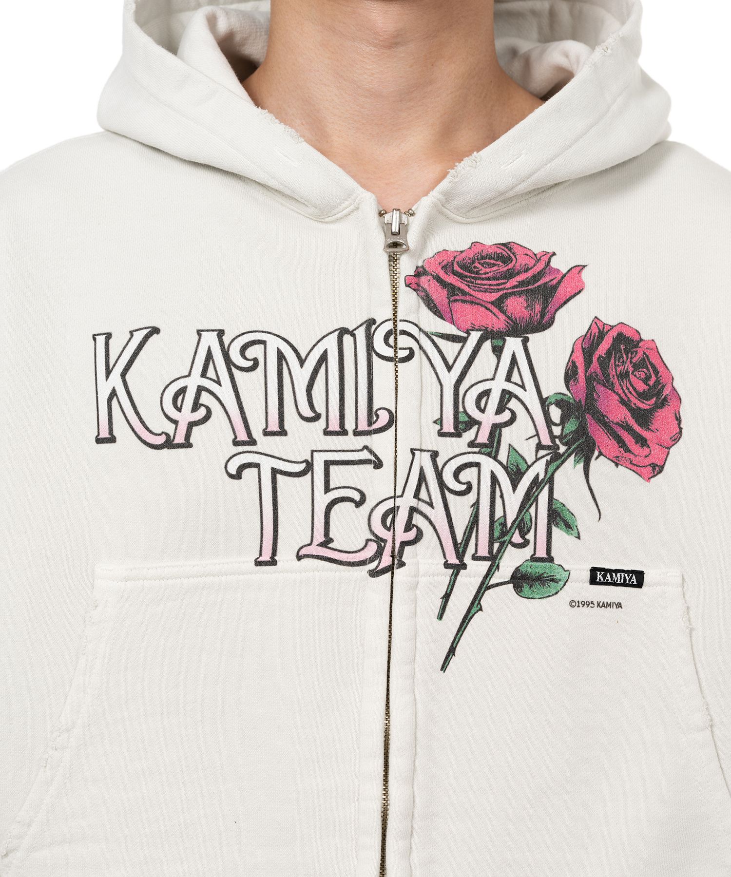 "Rose" Distressed Distressed Zip-up Short Hoodie